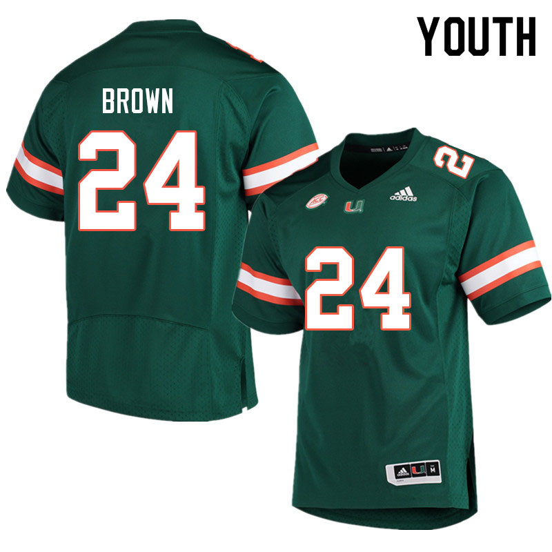 Youth #24 Cody Brown Miami Hurricanes College Football Jerseys Sale-Green